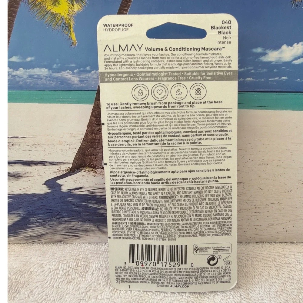 Almay Volume & Conditioning Mascara 040 Blackest Black Waterproof New